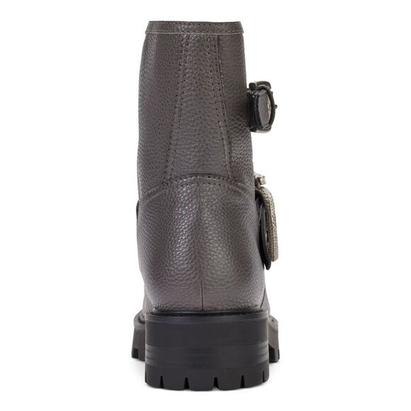 KARL LAGERFELD PARIS Womens Gray Marceau Toe Block Heel Leather Boots Shoes 5 M - Picture 3 of 4